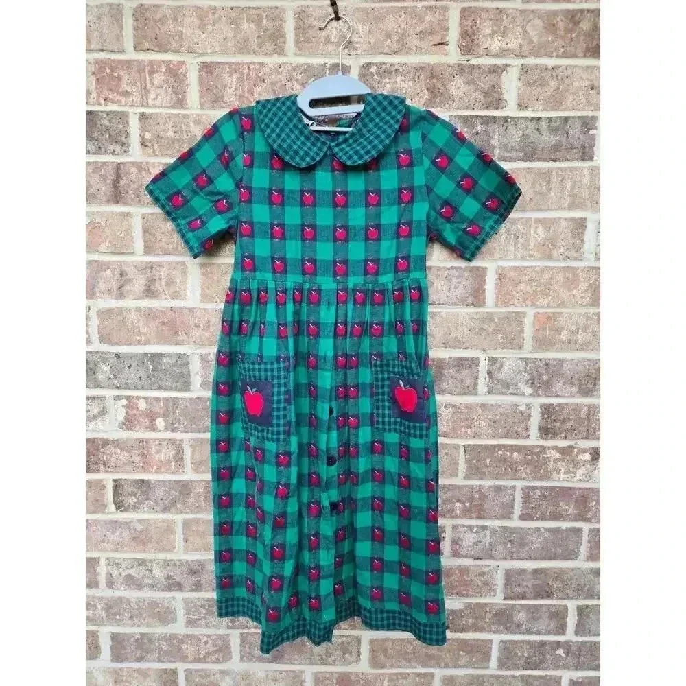 Vintage Copper Key Peter Pan Collared 100%Cotton Dress